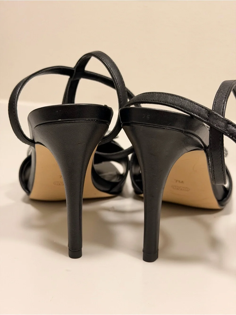 MICHAEL Michael Kors Black Heeled Sandals with Crystal Rosette